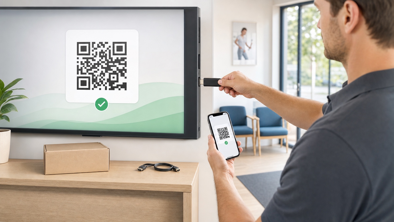 Fast Televora setup using an HDMI stick and QR code