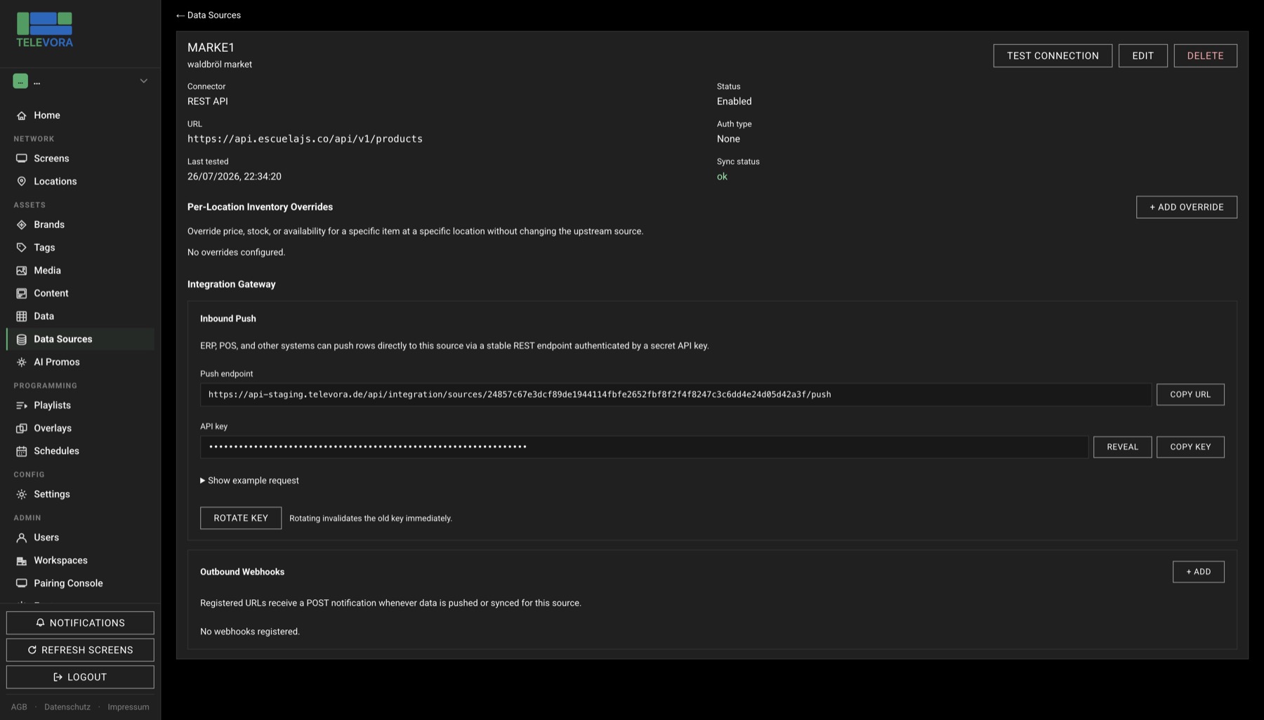 Data-driven templates — Televora Dashboard view